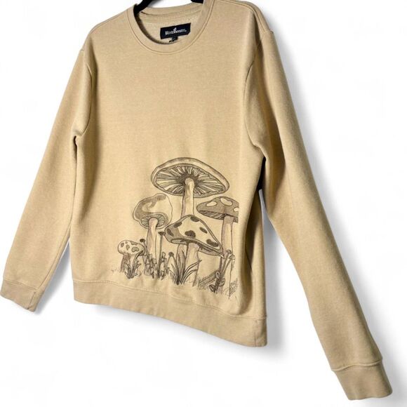 Blind Rooster by Ravelheart Embroidered Sweatshirt --Pale Khaki / Mushroom sz M - Picture 5 of 11